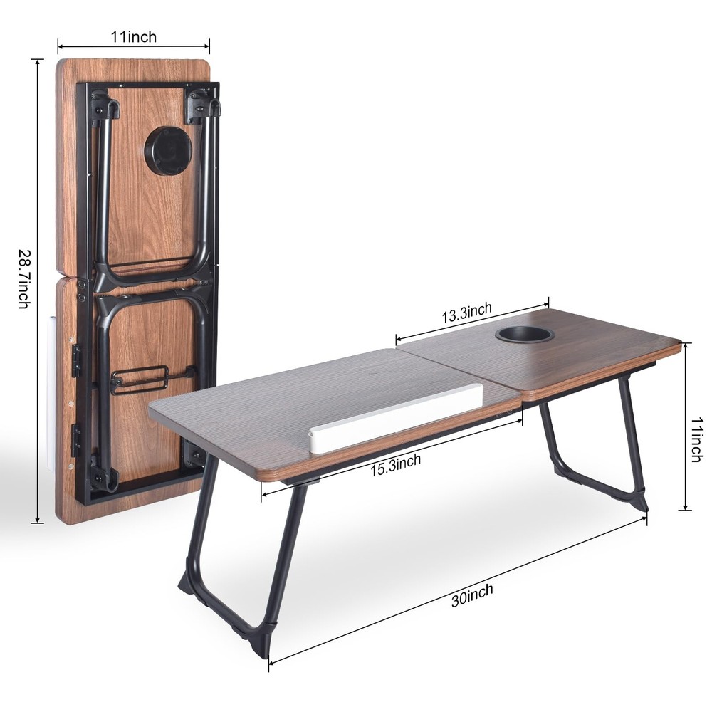 28.6" Foldable & Adjustable Laptop Bed Tray Table - Extra Large Portable Lap ...