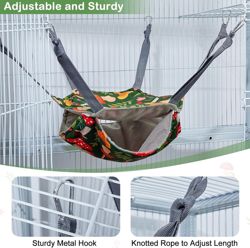 Luxurious 4-Pack Ferret Hammocks - Soft, Adjustable & Washable for Small Pets