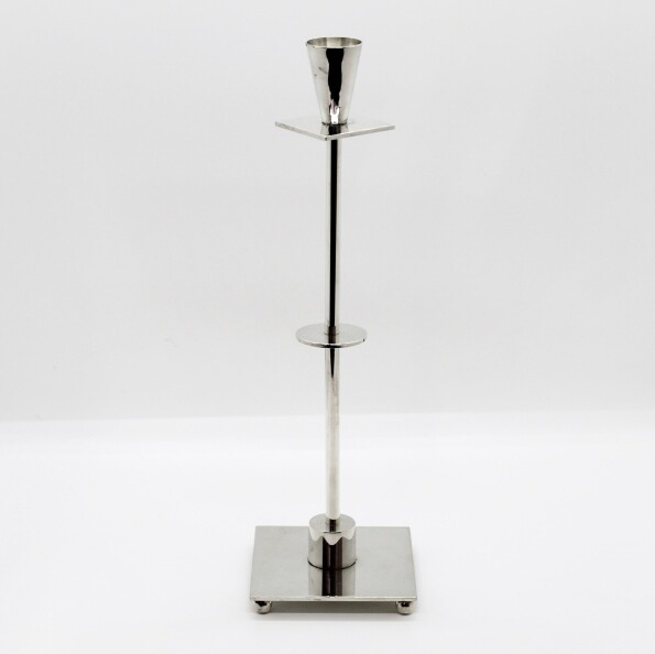 Tall Candle Holder One Flame In Silver