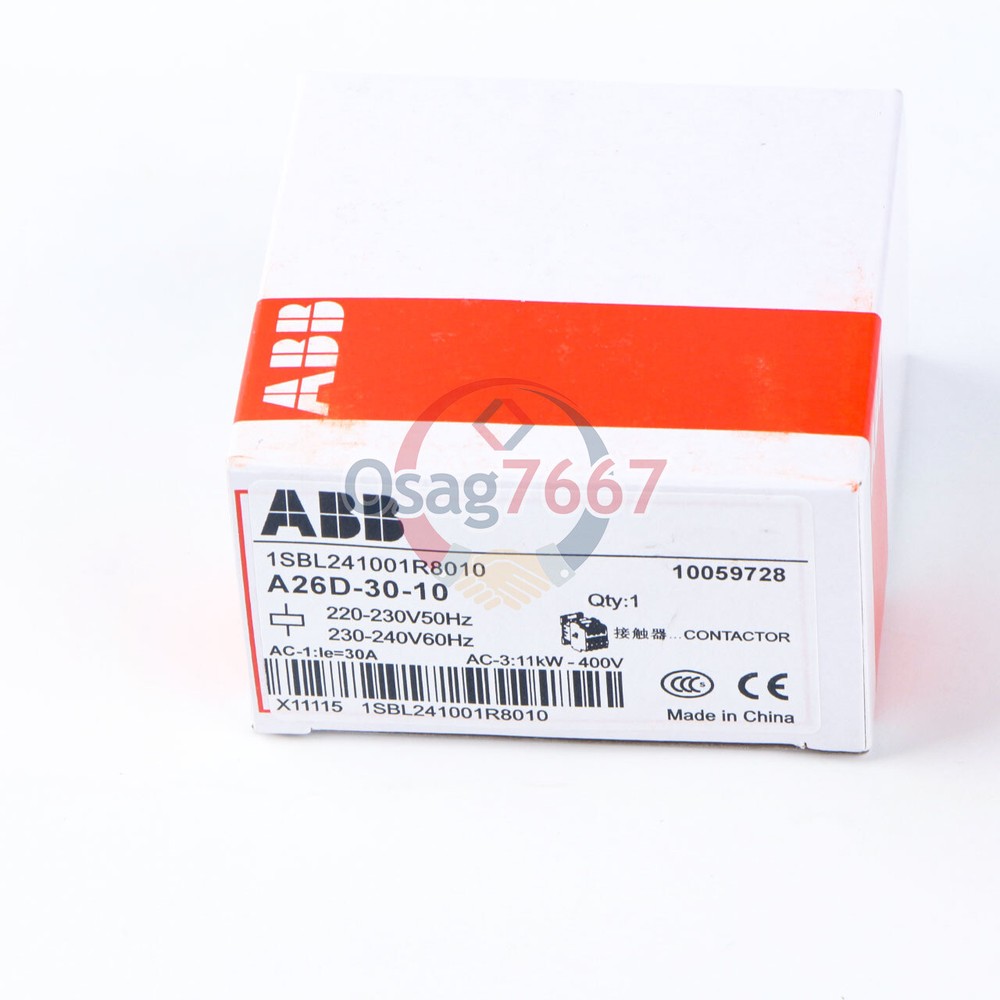One ABB Contactor A26D-30-10 220-230V New