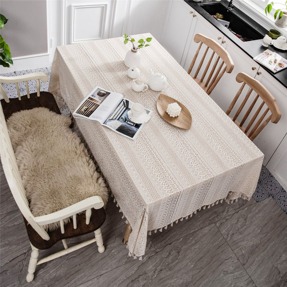 Rectangle Hollow Crochet Tablecloth Dining Kitchen Dinner Party Table Cloth Home