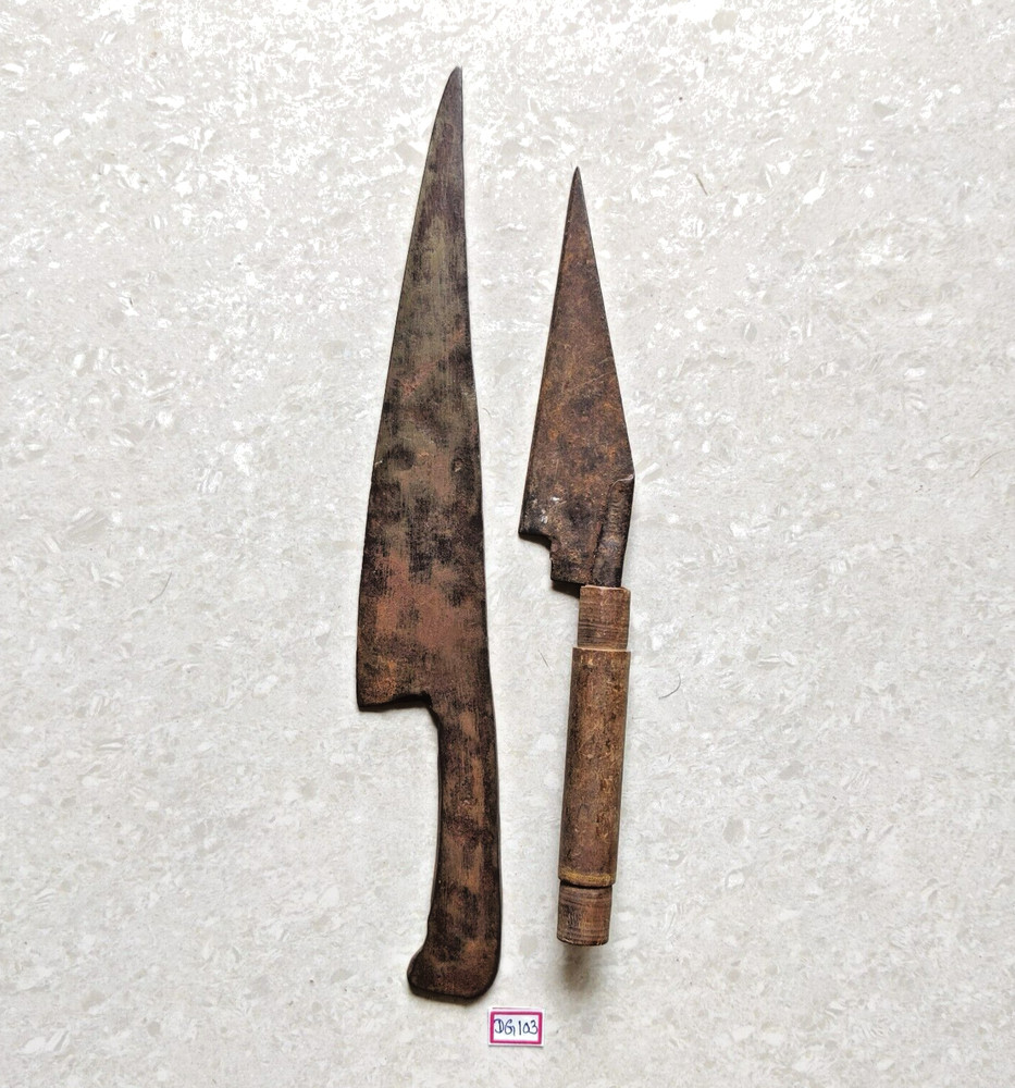 Vintage Primitive Handmade Unique Shape Iron Dagger Khanjar Blade 2Pc DG103