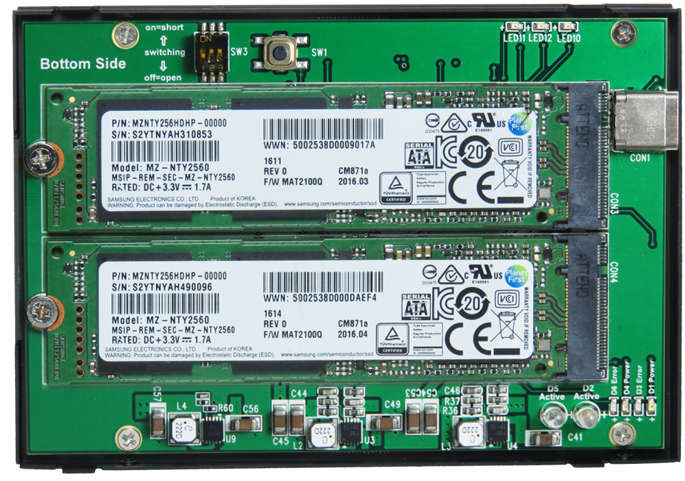 USB 3.1 Gen2/10Gbps C type to M.2 x 2 RAID Card with C type to A cable