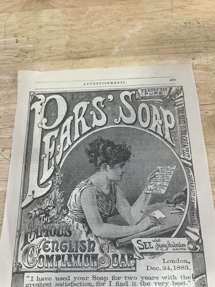 Antique 1883 Pears Soap Paper Advertisement