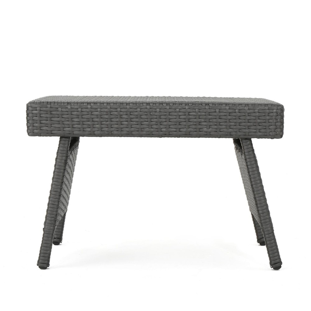 Wicker Snack Table – Transitional , Iron Frame, No Assembly, Perfect for