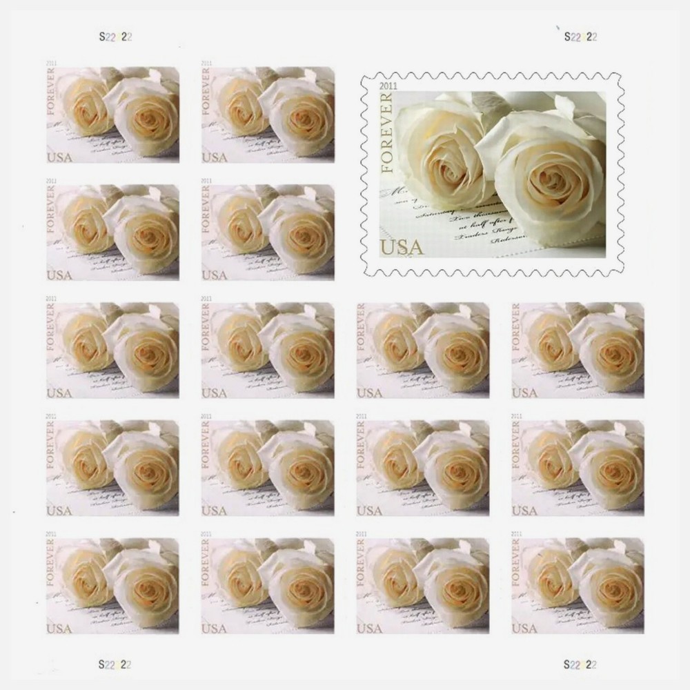80 FOREVER STAMPS 4 SHEETS 🤍 Wedding White Rose 🤍
