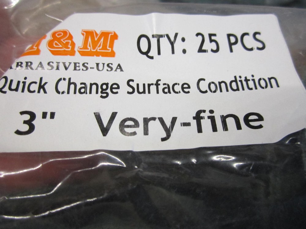 47 CT! H&M 3" Very Fine Scuff Pads, Quick Change Scuff Discs, Roll & Lock Type