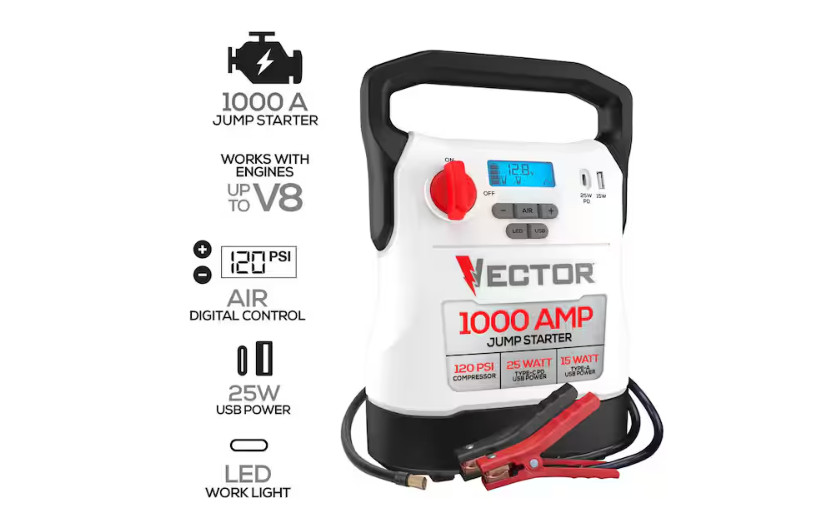 VECTOR 1000 Amp Jump Starter, Compressor, USB Power