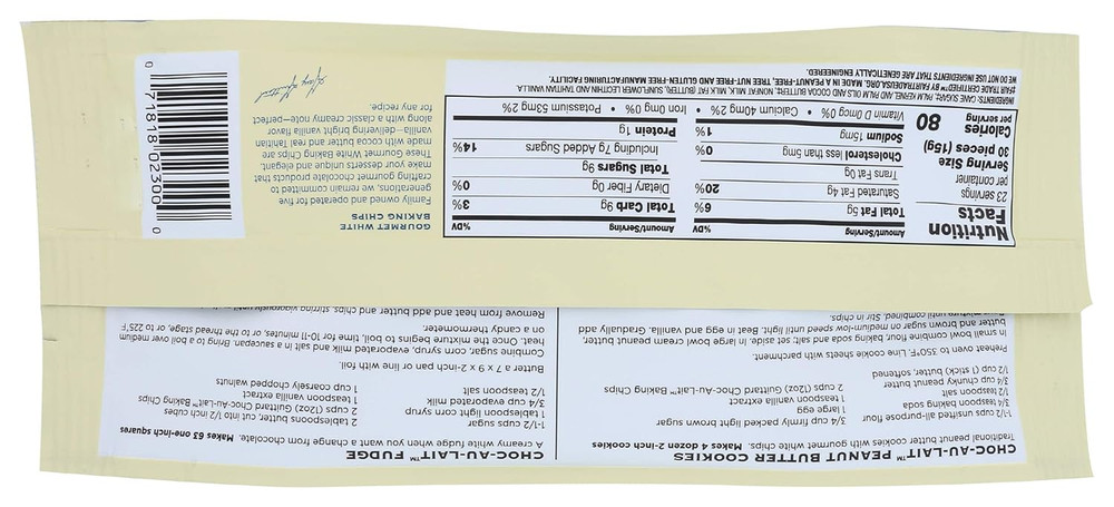 Baking Au Lait Chip, Vanilla, White Chocolate, 12 Oz