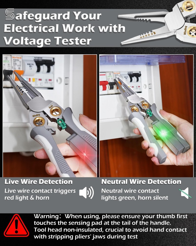 8 In 1 Wire Stripper, Wire Stripping Tool with Voltage Tester, Cable Cutters ...