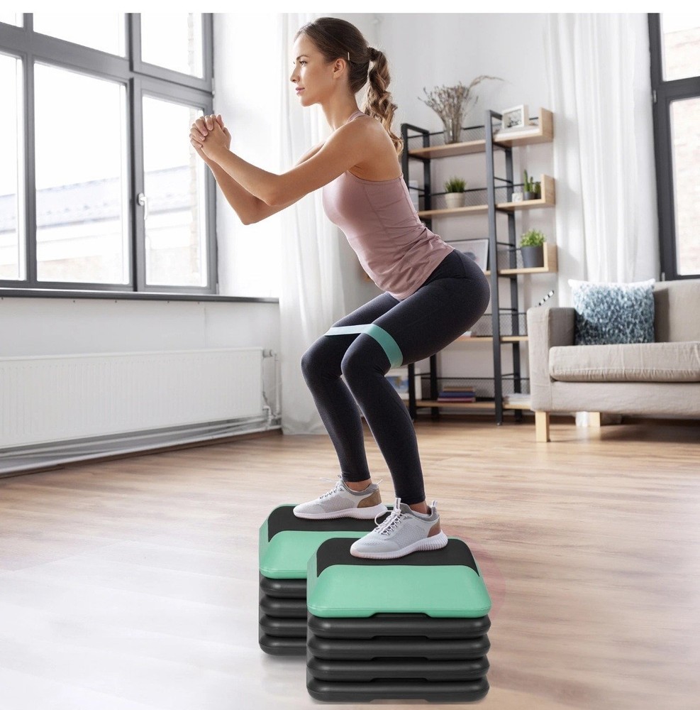 Step Aerobic Platform, Exercise Step with 5 Levels Adjustable Height, 4 Stackabl