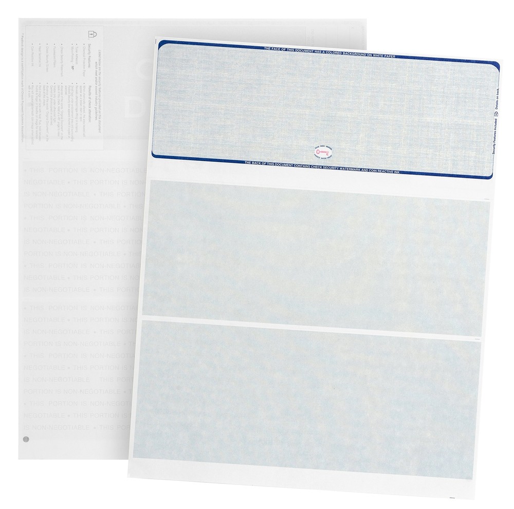 Blank Check Stock 500 Sheets Blue Linen for Secure Computer Printed Checks