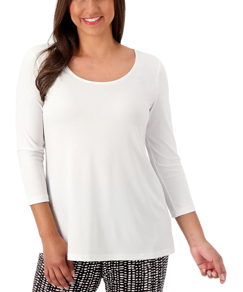 Susan Graver Modern Essentials Liquid Knit A-Line Top White