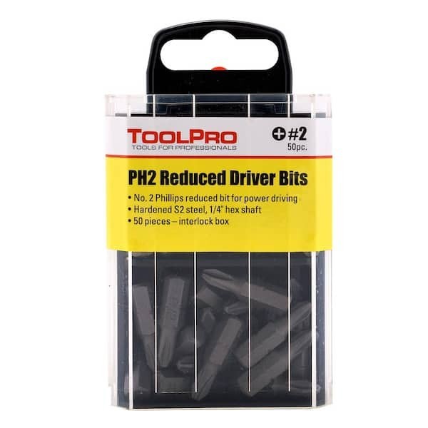 Toolpro #2 Phillips Bits (50 Pack) in Interlocking Storage Box