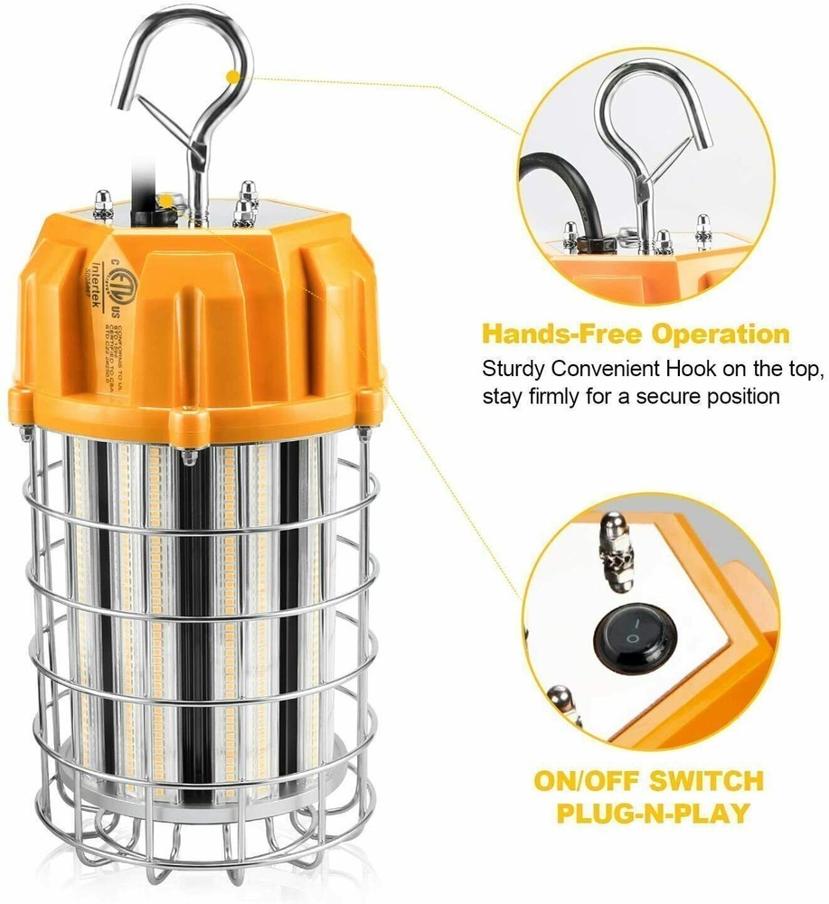 80W LED Temporary Work Light Hanging Construction JobSite Light 5000K Daylight