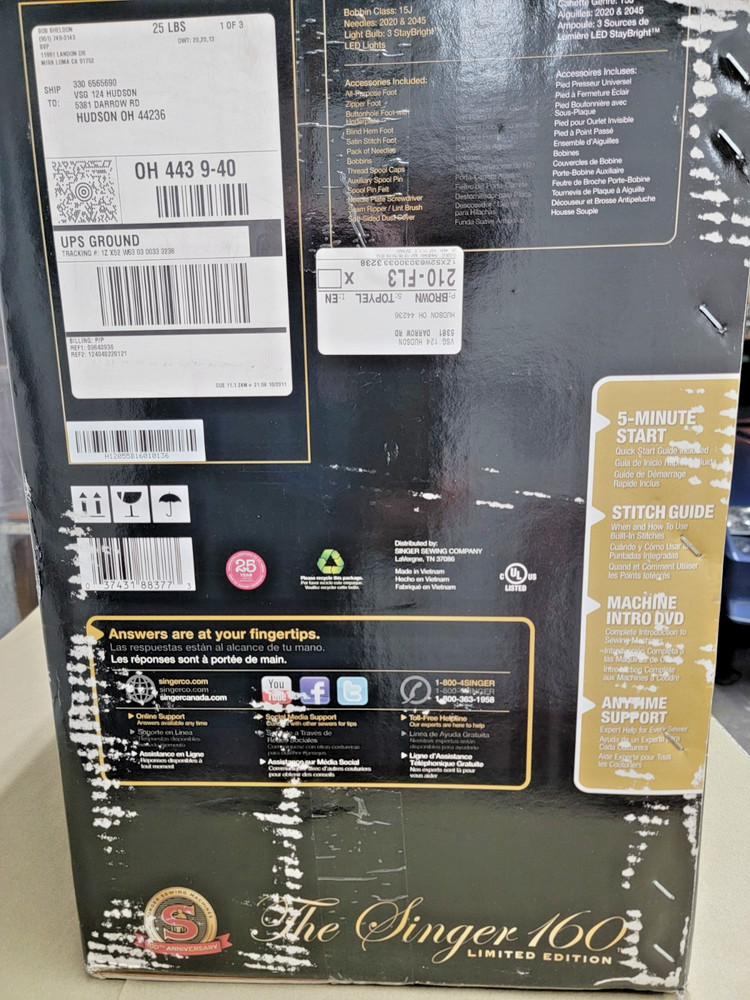 NEW SINGER 160 ANNIVERSARY LIMITED EDITION COMPUTERIZED SEWING MACHINE