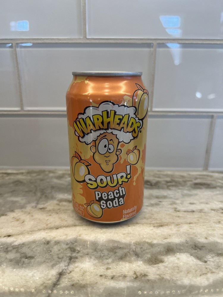 Warheads Sour Soda Pop Peach Can FULL