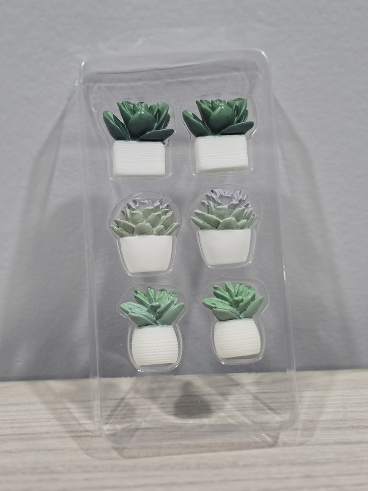 6 Pack Miniature Artificial Succulent Push Pins Cork Board Tacks