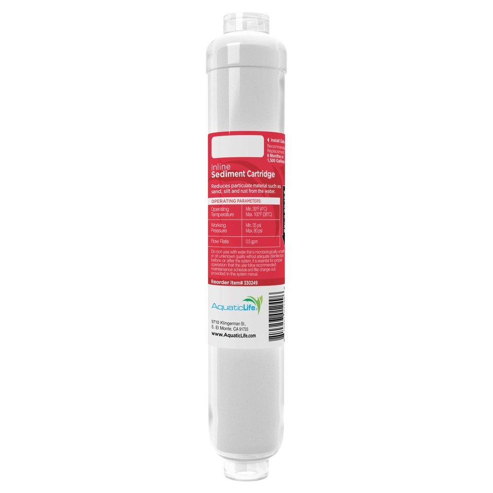AquaticLife RO Buddie Inline Sediment Filter Cartridge, 5-Micron Reverse Osmo...