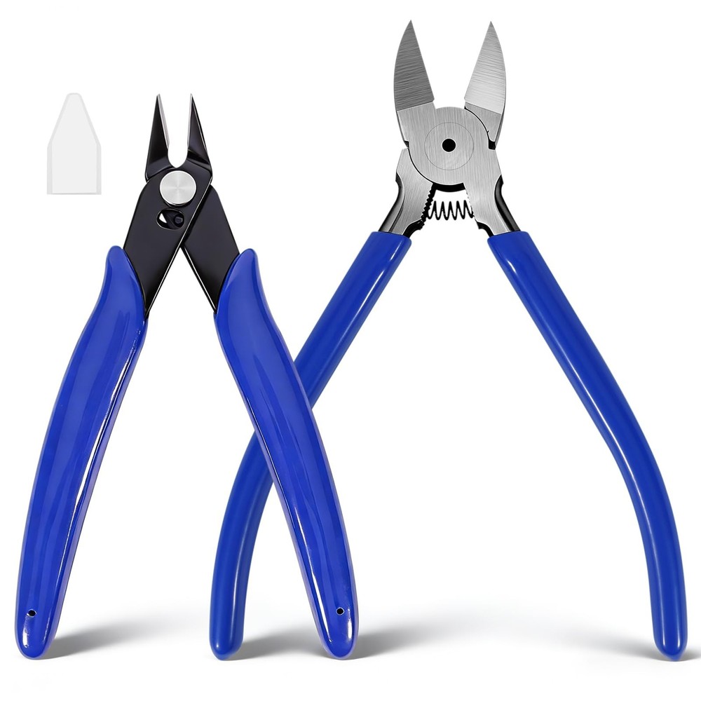 2 Pack Wire Cutters Set, 6"+5" Sharp Flush Cutters, Spring Loaded Side Cuttin...