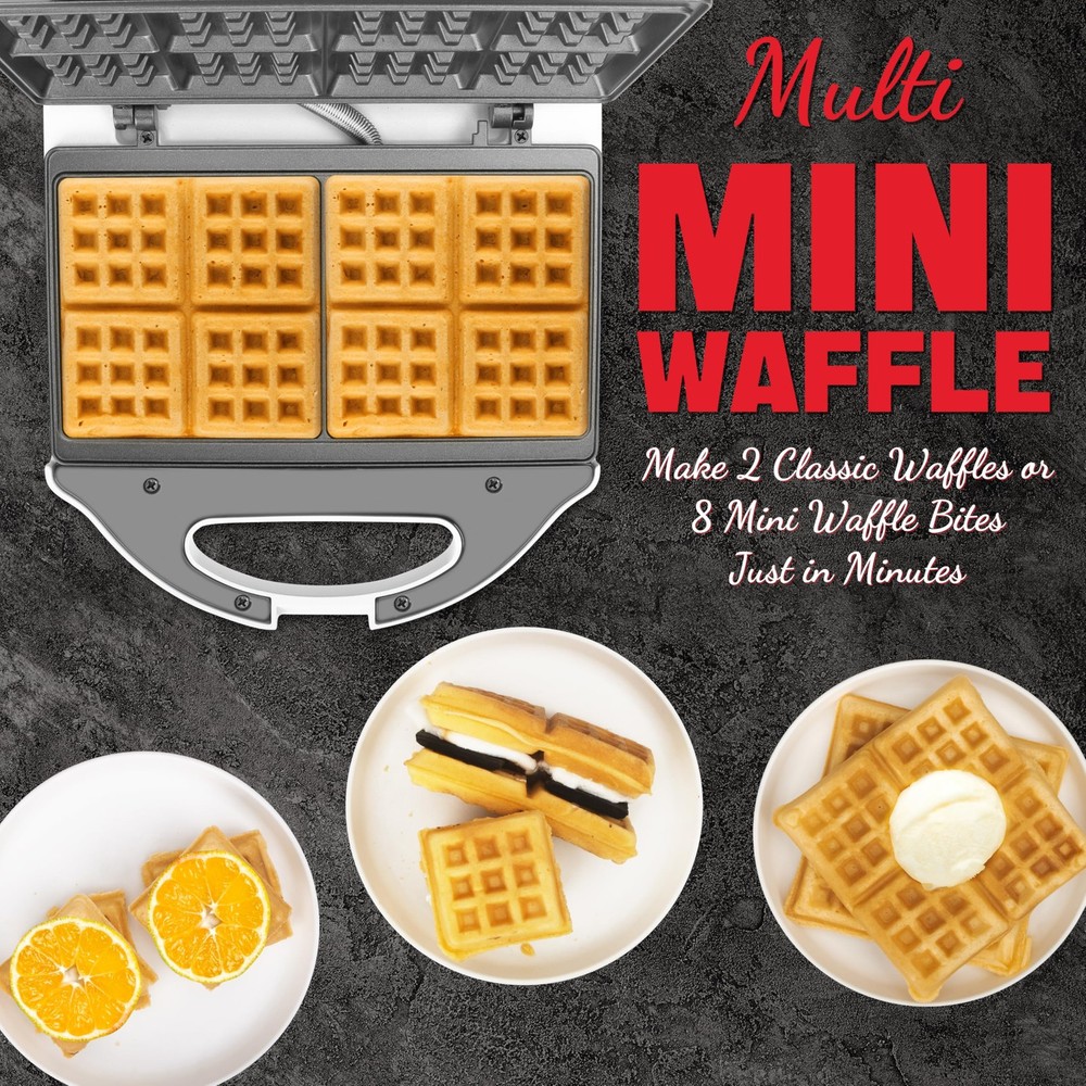 Square Waffle Maker, 2 x 4" Mini Classic Waffles Maker Machine, Waffle Iron,