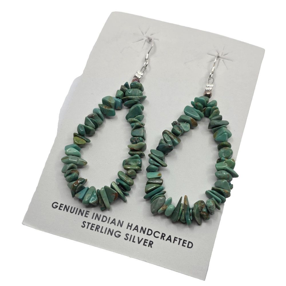 Native American Natural Turquoise Beaded Dangle Earrings