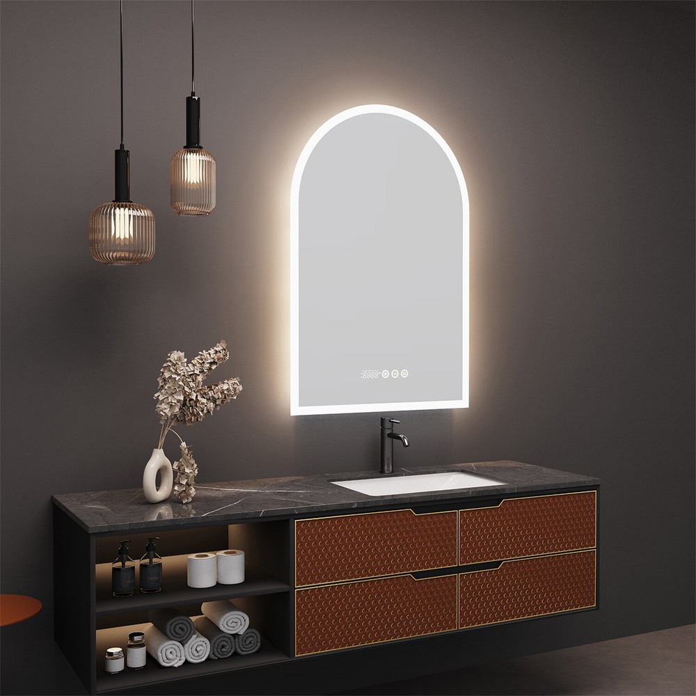 Arched LED Bathroom Mirror for Wall Backlight Antifog Vanity Mirror Waterproof