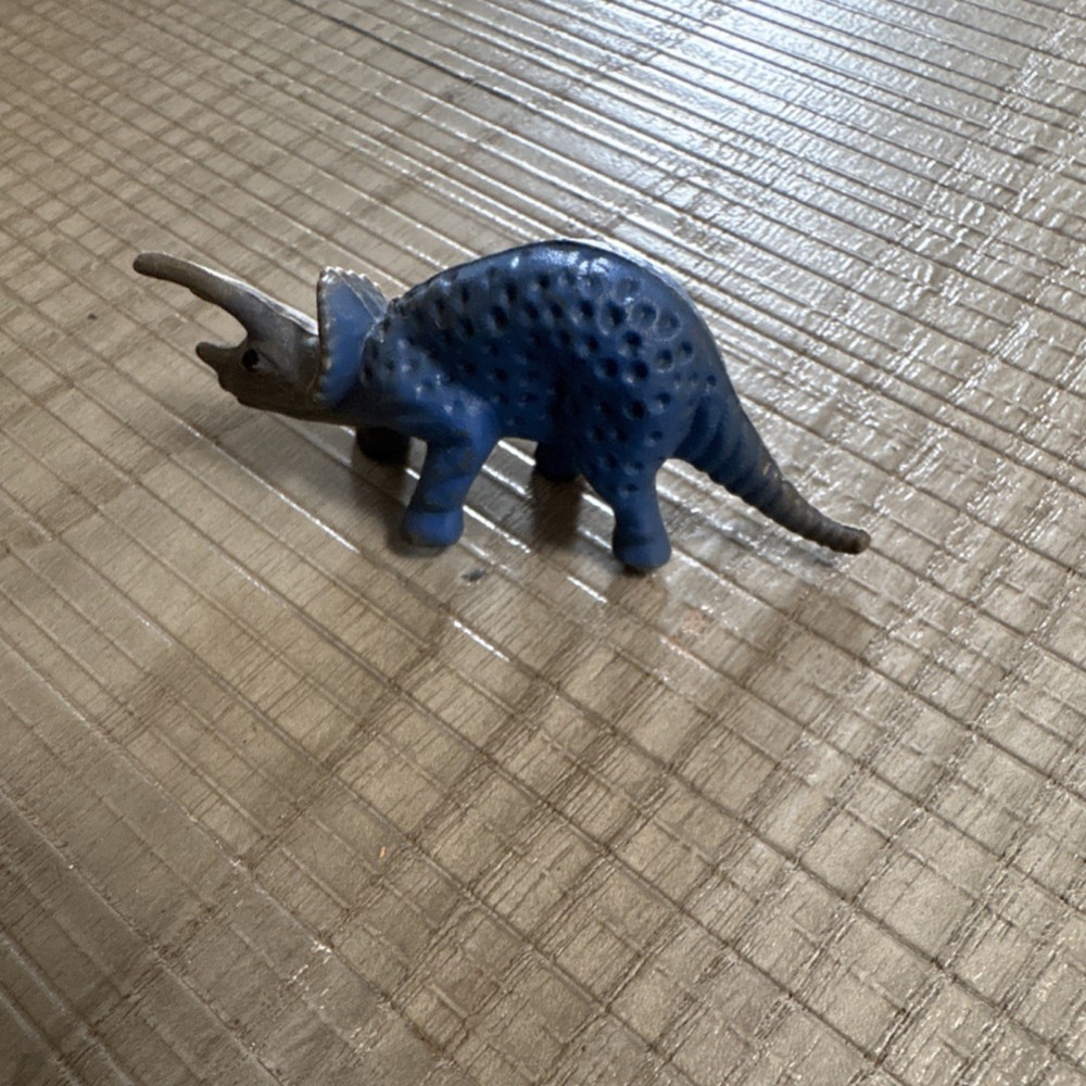 Blue Gray Triceratops Dinosaur Toy Figure
