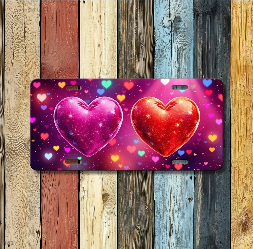 Romantic Hearts License Plate Add Text Decorative Plate Gift Idea