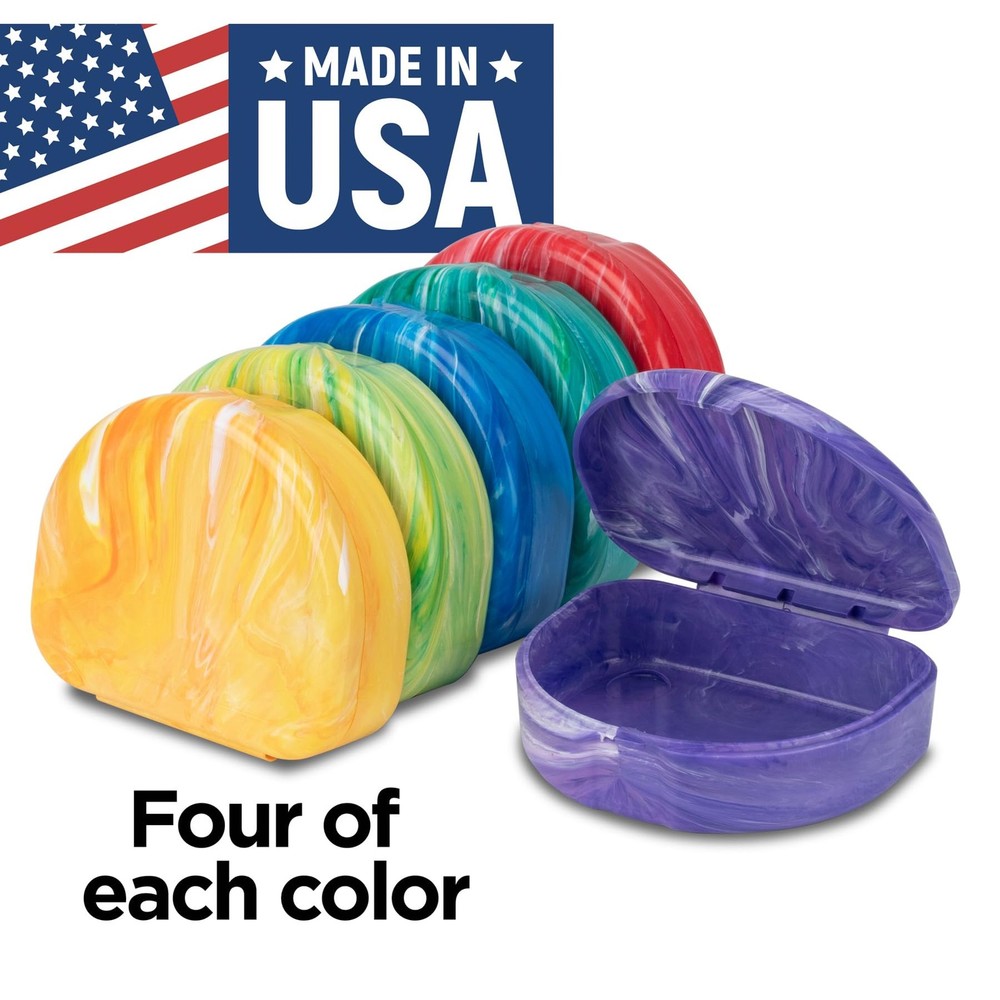 Marble Retainer Cases with Labels, Assorted Colors, 24 Pack 24 Pack,
