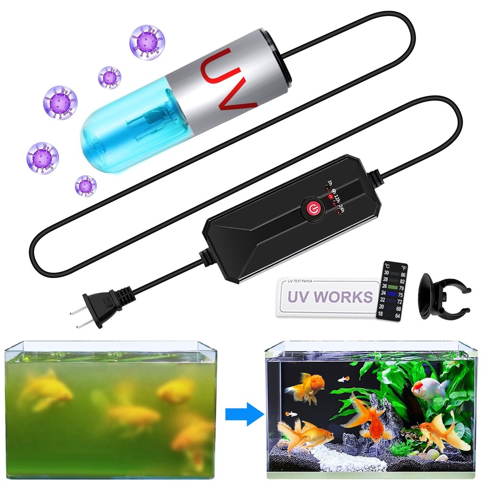 JAHEA Aquarium Clean Light，3 W mini Submersible Algae Removal Light Black