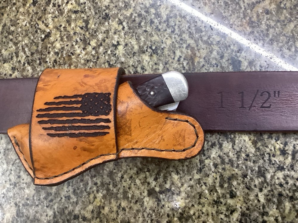 Leather Folding Knife Sheath Horizontal for Trapper Size (Sheath Only)