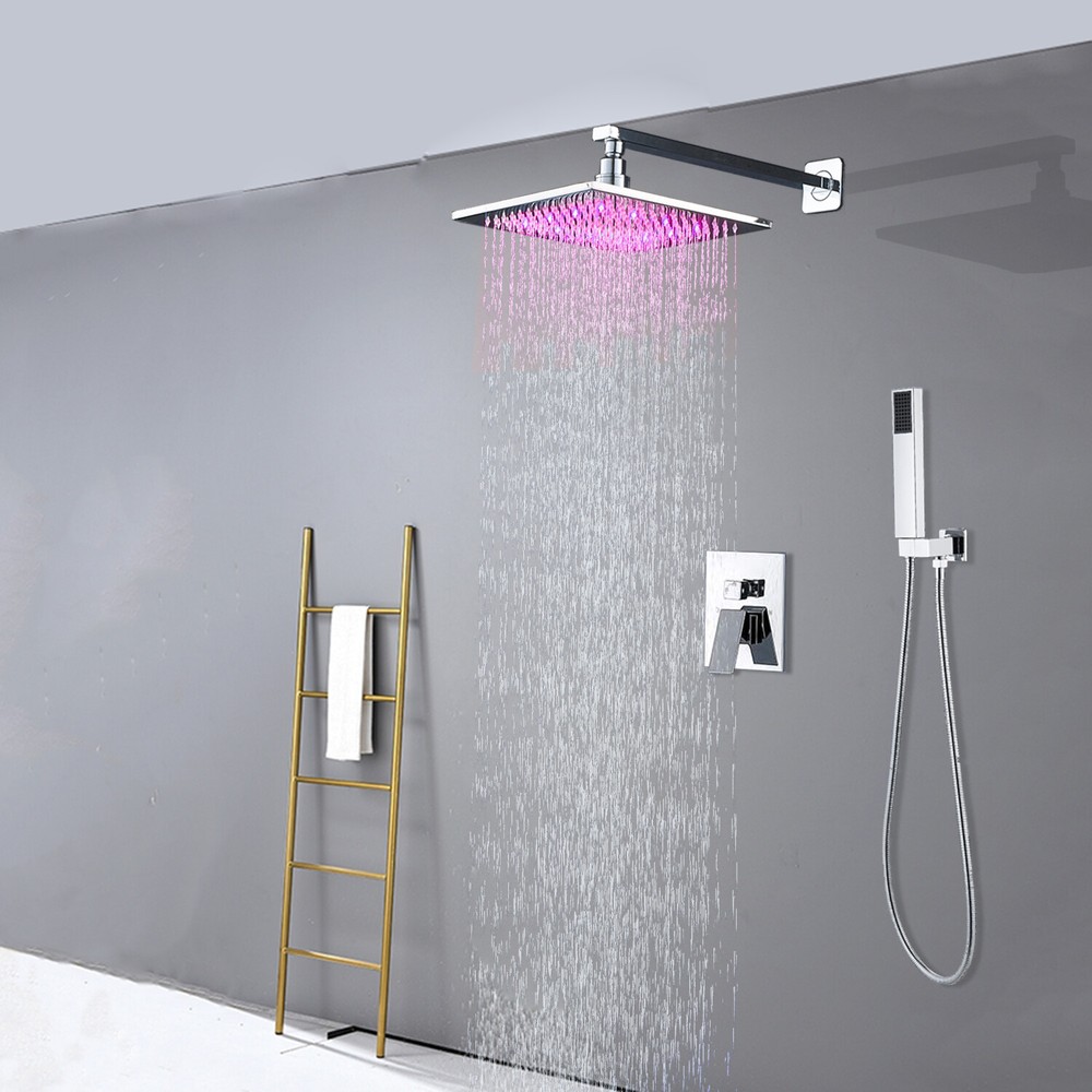Shower Faucet Wall Mount Shower Combo Set Handheld Shower Solid Brass in Chrome