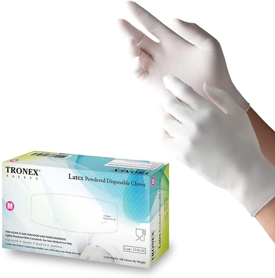 Tronex Safety Latex Powdered gloves Small (10 Pack) 