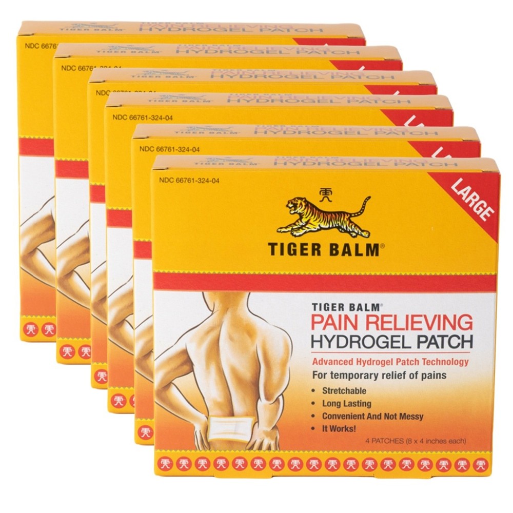 Tiger Balm Patch- Large Size-Pain Relieving Patch-4 patch/box(Pack of 6)Exp:2027