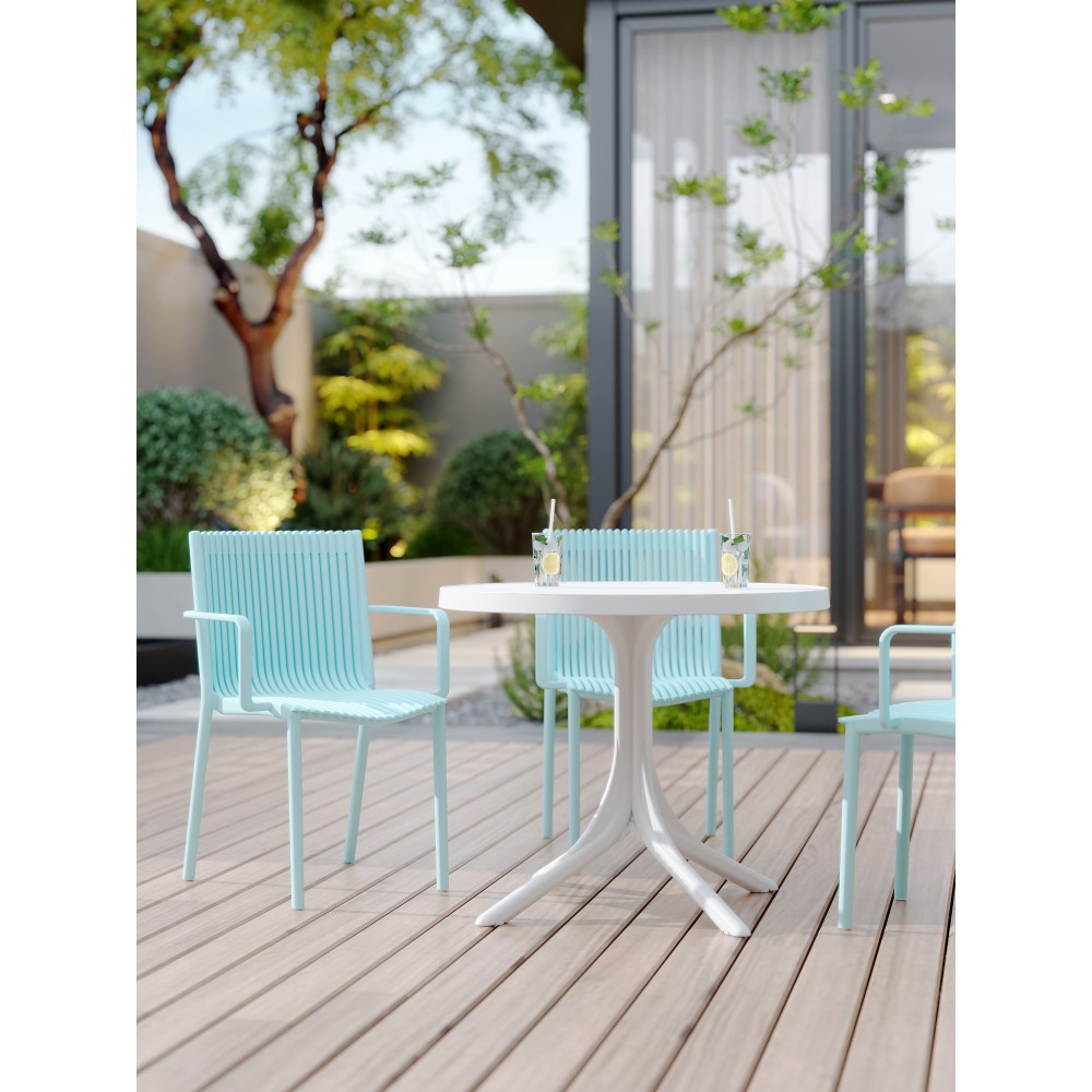 4-Pack All-Weather Polypropylene Chairs – Light Blue Stackable Lounge Chairs