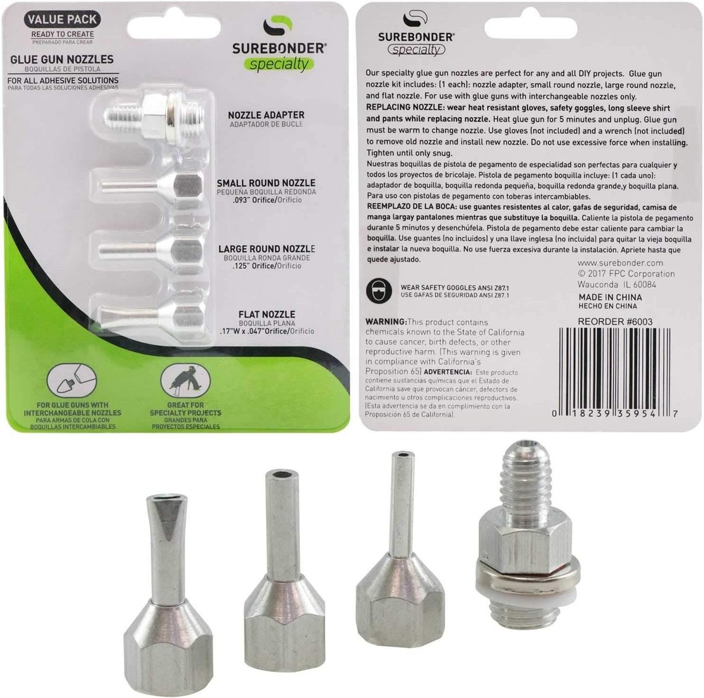 Versatile Interchangeable Hot Glue Gun Nozzle Set - 4 Pack, Precision Crafting