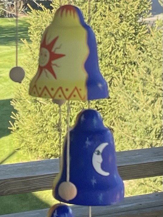 Hand Painted Sun & Moon Terra Cotta Wind Chimes