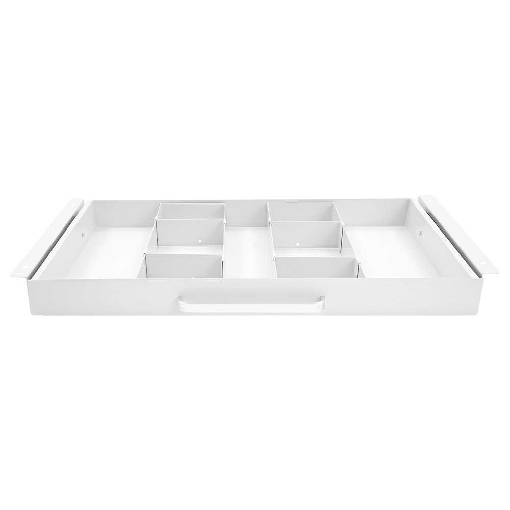 White 21.5" Under Desk Mounted Sliding Pull-out Drawer For Standing Desks
