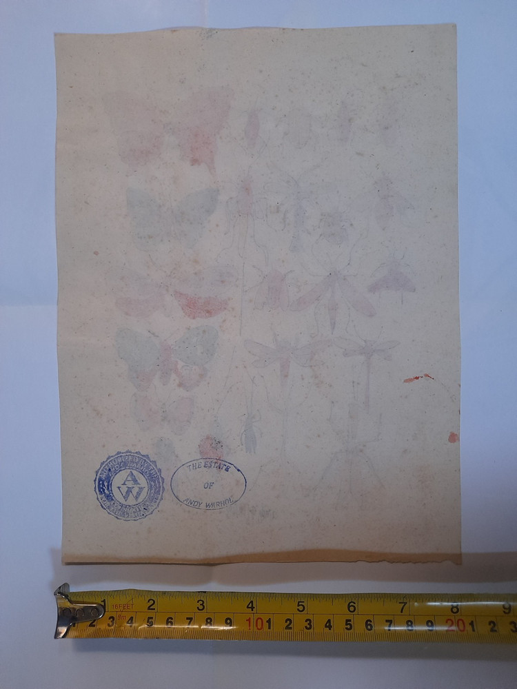 ANDY WARHOL WATERCOLOR DRAWING ON PAPER SIGNED