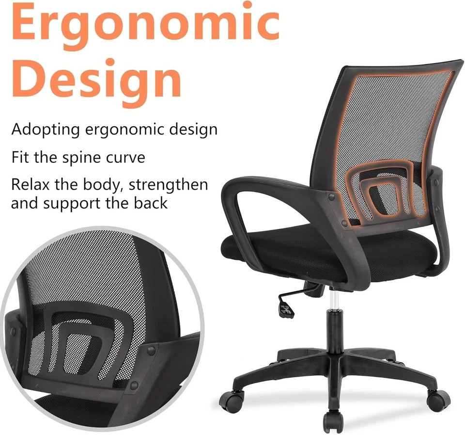 Office Chair Desk Computer Chair Adjustable Ergonomic with Lumbar Support