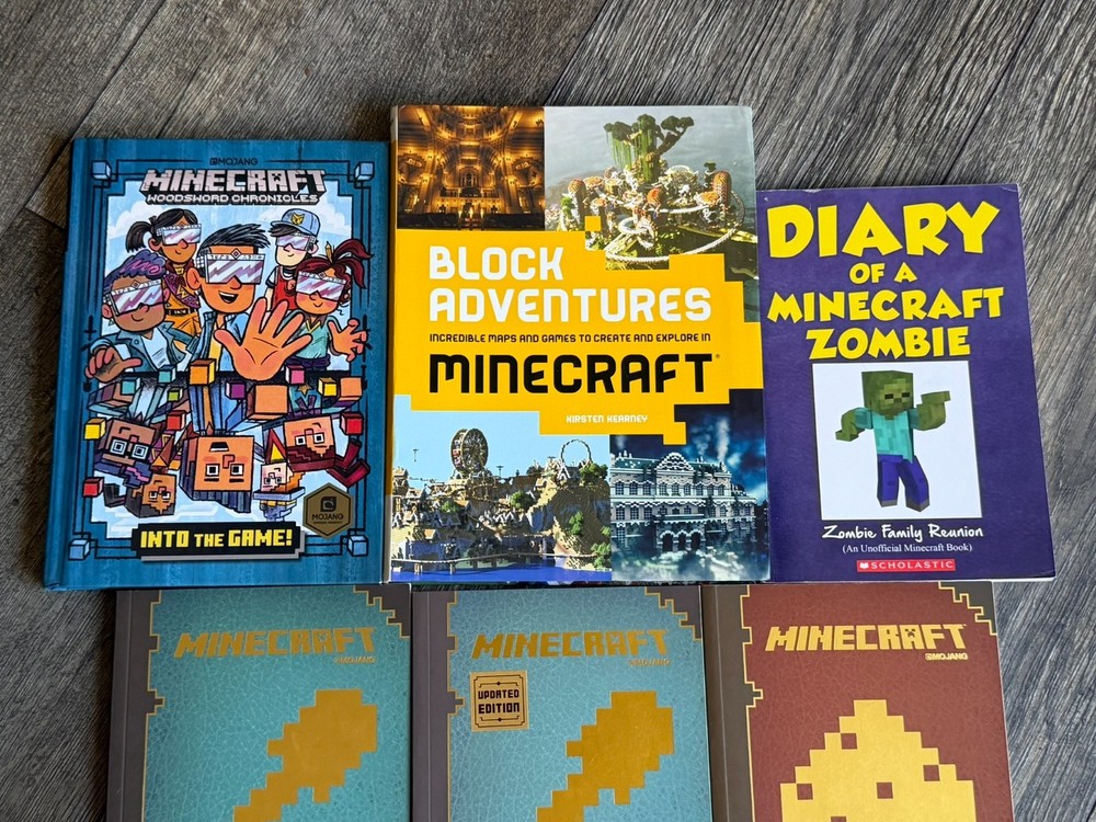 MINECRAFT Book 9pc Lot Guidebook Handbook Fiction Mojang Studios