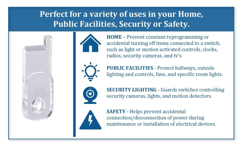 Clear Toggle Switch Cover Guard - Multipack Bulk Help Keeps Light Switch ON/Off