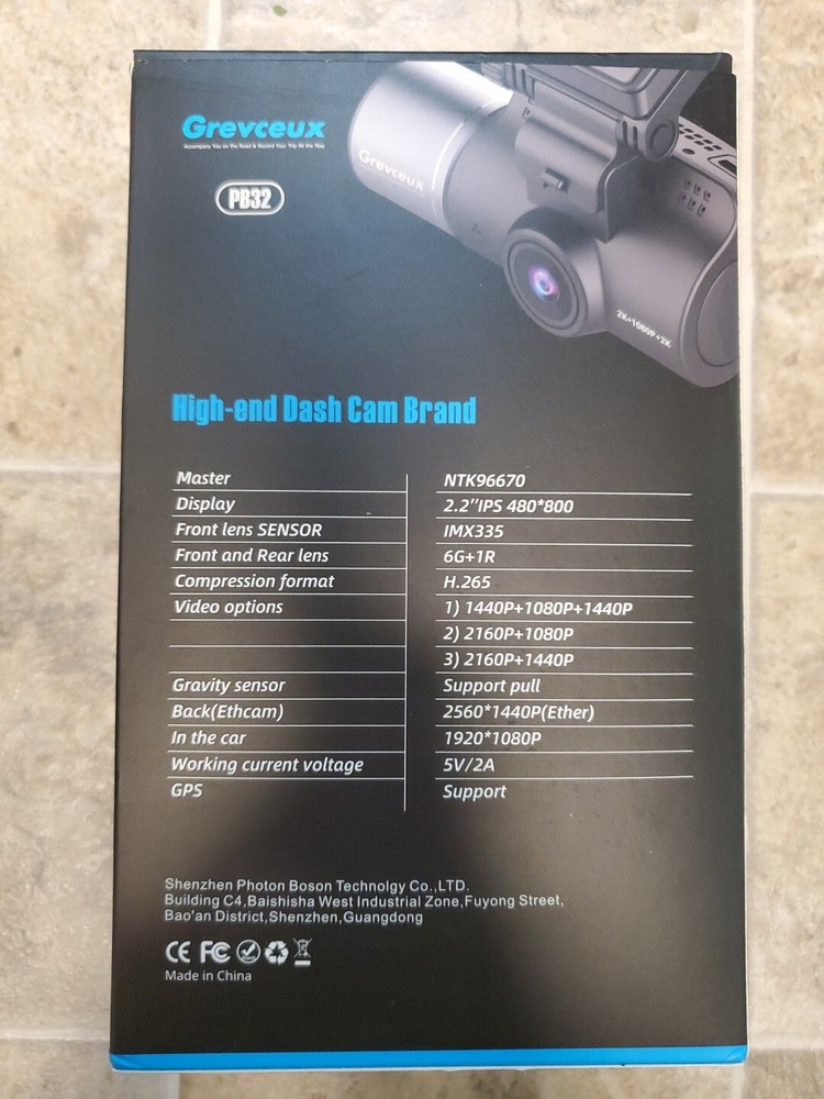 PhotonBoson - 4K Display WiFi GPS Vehicle High-End Dash Camera - Model: PB38