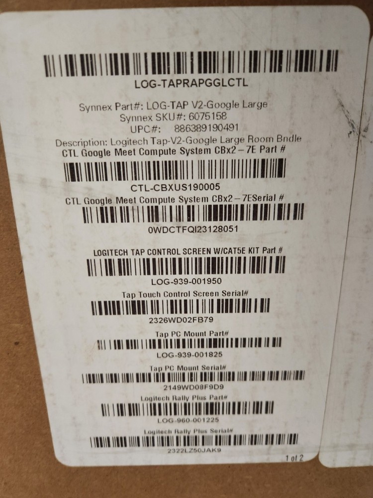 Logitech TAP V2 TAPRAPGGLCTL2 Large Room Bundle Solution for Google Meet