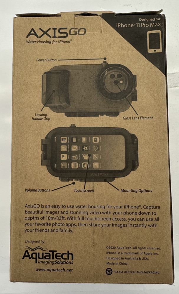 AquaTech AxisGo Water Housing for iPhone 11 Pro Max (Deep Black) Protective Case