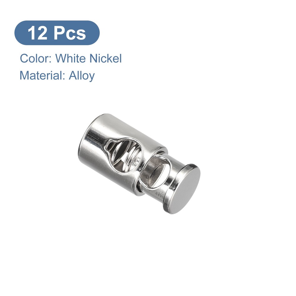 12pcs Metal Cord Locks 0.2" Diameter Single Hole Spring Toggle Stopper