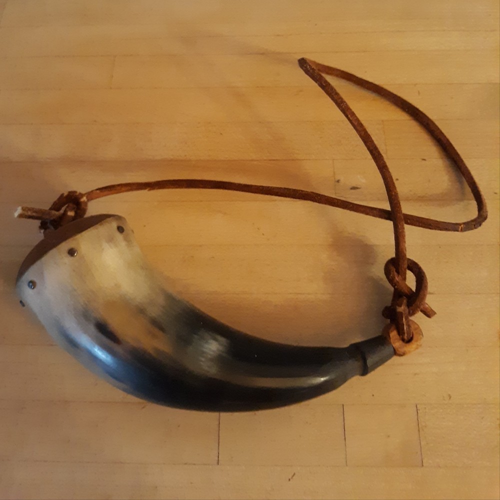Vintage Small Black Powder Horn.- Muzzleloader = BlackPowder