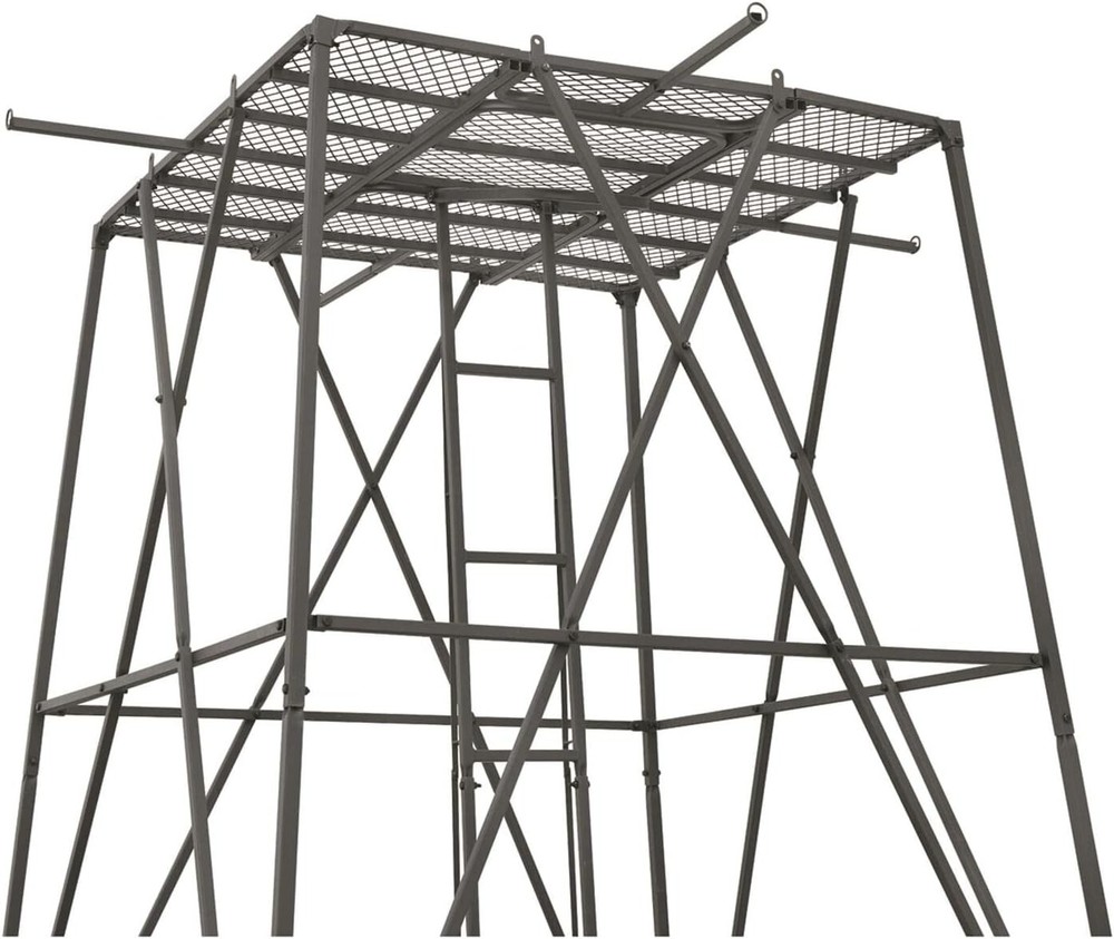 10 Ft Elevated Hunting Tower Sturdy Platform Tall Tree Stand Blind Large Ladder