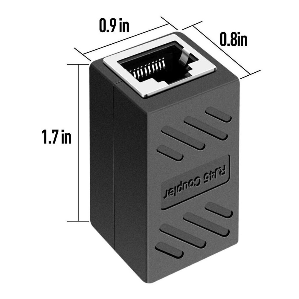 RJ45 Coupler 2 Pack Ethernet Cable Extender Inline LAN Connector Female Black